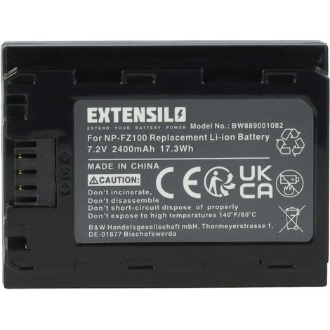 EXTENSILO Akku kompatibel mit Sony Alpha A6600, 1, 9R, 7C, 9S, 6600, 7R IV, 8S III, 7R IVA, 7R IIIA, 7 IV, 9 II, 6700 Kamera (2400 mAh, 7,2 V, Li-Ion) (1/5)