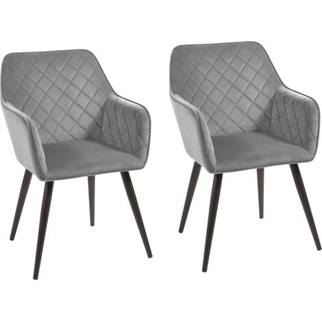Lot de 2 chaises velours capitonné gris 54cm Casita CORK (1/2)