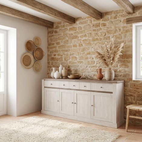 Buffet/bahut contemporain chêne blanc/marron Maxime (1/5)
