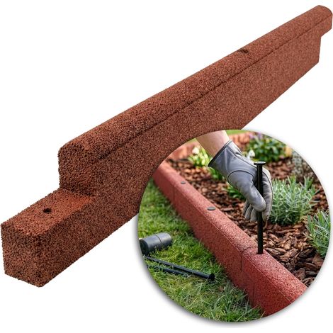 Floordirekt – Bordure en caoutchouc recyclé 1,22 m – Fixations incluses – Résistante aux UV et au gel – Pour délimitation de jardin