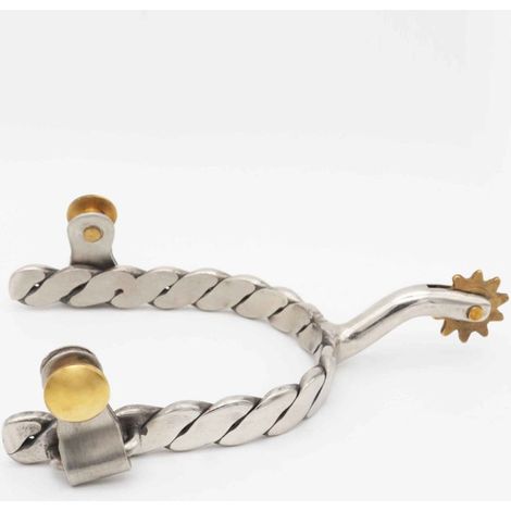 Speroni western in acciaio decoro treccia effetto usurato modello Silver Horse Treccia