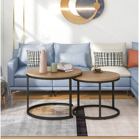table salon gigogne ronde bois effet chene 70 5 cm OKMYHOME (1/5)