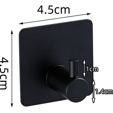 BEBUSINGOTO Gancho de pared adhesivo - 6 uds. Gancho para toallas de baño negro, gancho para toallas de cocina - toallero de baño (1/4)