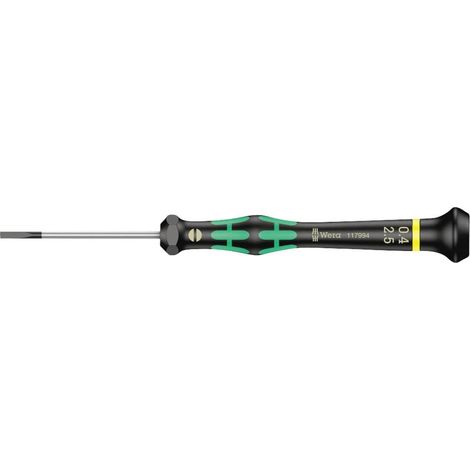Tournevis électronicien pour vis à fente, 0.40 x 2.5 x 50 mm, Noir/vert (1/2)