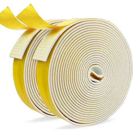 Joint Porte 2 Rouleaux 25 mm(l) x3 mm(H) x6m(L) Joint Isolant en Mousse Caoutchouc Pour Fenêtres, Portes, Mousse Auto-adhésif Anti-collision, Isolation Phonique (1/5)