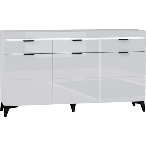 Buffet 3 ante 3 cassetti Ruben bianco 90cm (1/5)