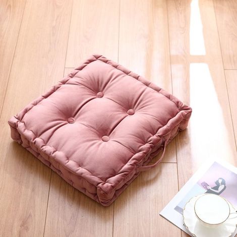 Coussin de Sol avec poignée 45x45cm, Galette de Chaise, Coussin de Chaise rehausseur en suédine,Rose (1/5)