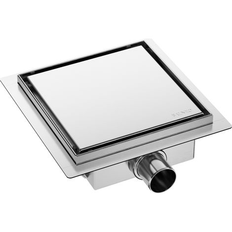 Bonde carrée Next 2 en 1 - 20 x 20 cm - Grille lisse - Bonde chromée - Ø 40 mm