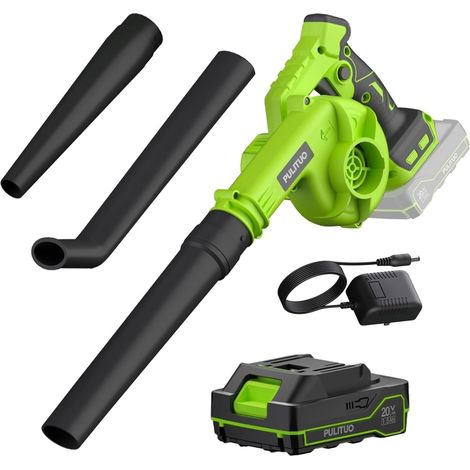 Soffiatore a Batteria, Soffiatore Elettrico 20V con 1 Batteria, 257 KM/H Soffiatore Foglie con 3 Modalità di Velocità, Leggero per Prato, Patio, Soffiare Foglie e Polvere (1/5)