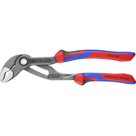 KNIPEX 87 02 180 Cobra® Pinza regolabile di nuova generazione per tubi e dadi con manici multicomponente bonderizzata grigia 180 mm