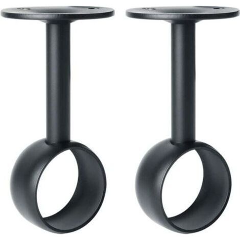 Support de Tringle à Rideaux Support Tringle Penderie avec Vis Support de Plafond pour Rideau et Armoire, Noir Mat en Acier Inoxydable, Diamètre 32 mm, 2 Pcs