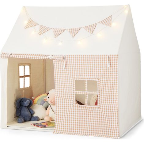 Ampia tenda da gioco 125 x 100 x 127 cm con materassino imbottito atmosfera accogliente cotone poliestere beige 200014335