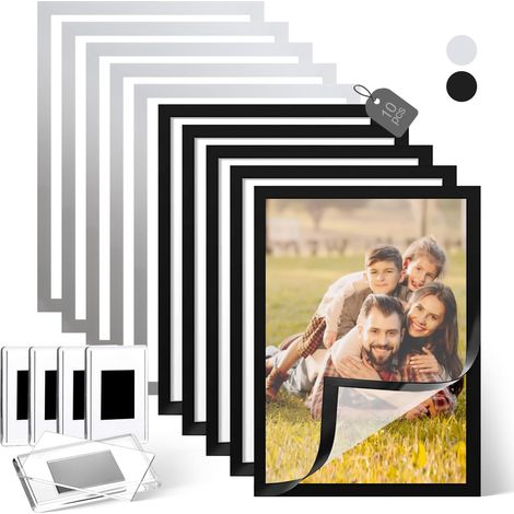 15 Pièces Cadre A5 Magnetique Autocollant Cadre Photo Magnetique en PVC Cadre A5 Diamond Painting Noir et Argent pour Documents de Remplacement Affiches Peinture au Diamant Magnetic frame (1/5)
