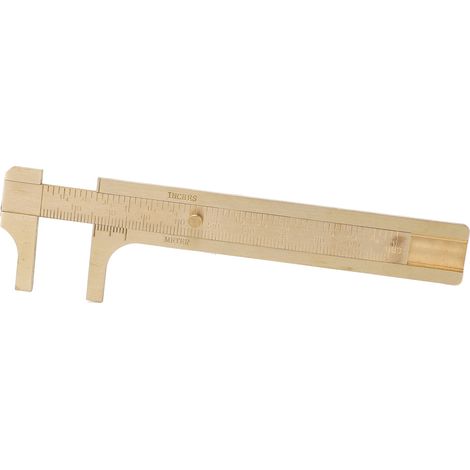 Messschieber aus Messing, metrisch, Zoll, Doppelskala, Retro-Stil, Messwerkzeug für Reparaturen, 100-mm-Skala (1/5)