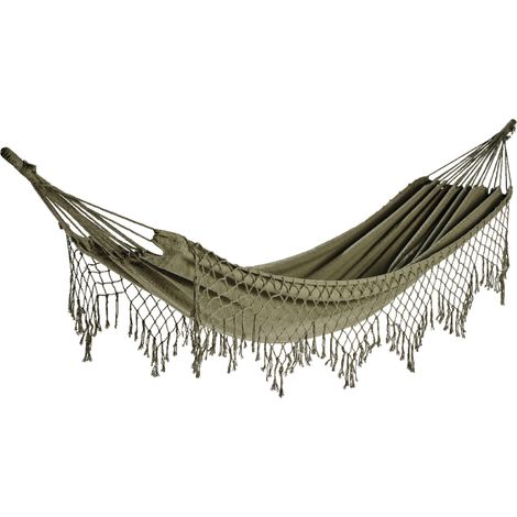 AMACA 200X100CM VERDE CON FRANGE.