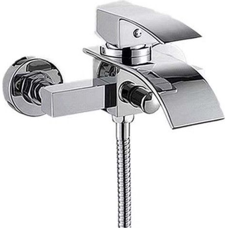 Single Lever Waterfall Mixer Brass Bath Shower Pressure Switch Easy Installation Silver (1/4)