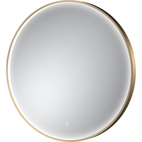 Hudson Reed Mensa Brushed Brass Inset Framed LED Touch Sensor Bathroom Mirror 800mm H x 800mm W