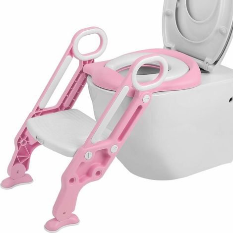 Toilet support with stairs, child toilet seat Toilet accessory for toilet 38-42cm, pink