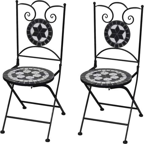 Folding Bistro Chairs 2 pcs Ceramic Black and White vidaXL (1/5)