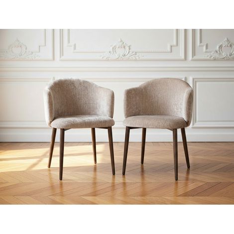 BOBOCHIC - Lot de 2 chaises LETO tissu texturé   Beige