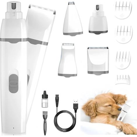 Kit de toilettage et d'hygiène professionnel 4 en 1 pour chiens et chats, rechargeable par USB, sans fil et silencieux.-AquaForge (1/2)