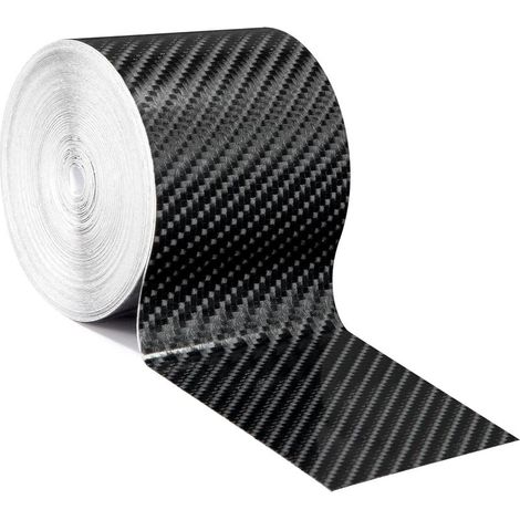 Bandes de fibre de carbone anti-rayures, film protecteur en fibre de carbone, ruban adhésif décoratif pour protection des bords de portières de moto et de voiture (noir/5 cm x 10 m) (1/5)