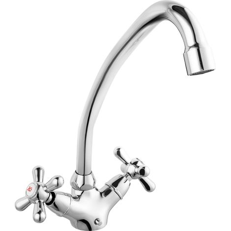 Rubinetto da lavabo retrò a colonna, cromato (1/2)