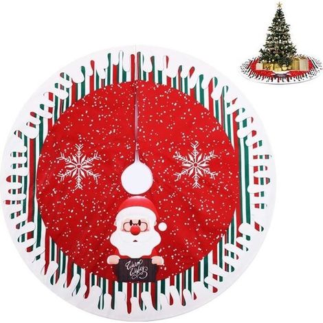 Tapis de Sapin de Noël - Rouge - 78cm - Chiffon - Décoration de Noël - Réutilisable (1/4)