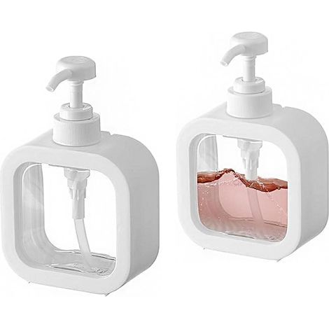 Refillable soap dispenser for kitchen and bathroom, 300 ml, white, 2 pieces (1/5)