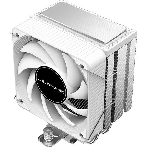 Mini dissipatore ad aria per CPU con 4 heatpipe a contatto diretto, altezza 131 mm, compatibile con AMD AM4/AM5 e Intel LGA 115X/1200/1700, colore bianco.