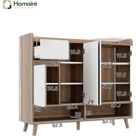 Flur- Garderobenschrank weiß aus Polyester 120 x 35 x 99 cm HOMAIRE (1/5)
