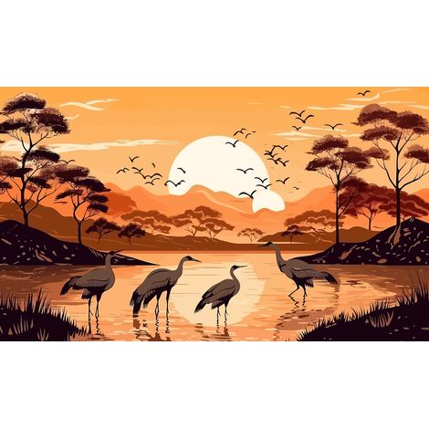 Papier peint panoramique - Paysage Oiseaux - 130 cm x 77 cm (1/2)