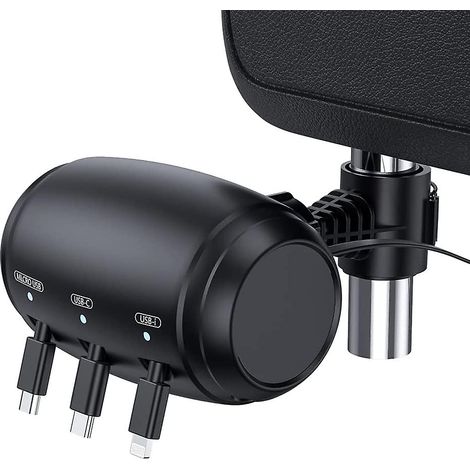 Station de recharge 3 en 1 pour voiture, rétractable et compatible avec tous les téléphones. Partagez votre expérience. (1/3)