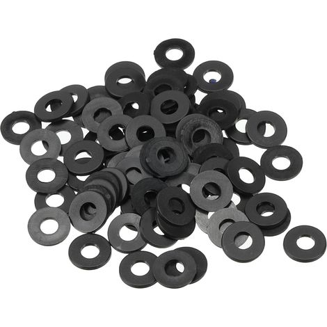 M4 Nylon Plat Rondelle, 80 Paquet 4mm ID 10mm OD 1mm Épais Étanchéité Espaceur Joint Anneau pour Robinet Tuyau Eau Tuyau Fixation Boulon, Noir (1/5)