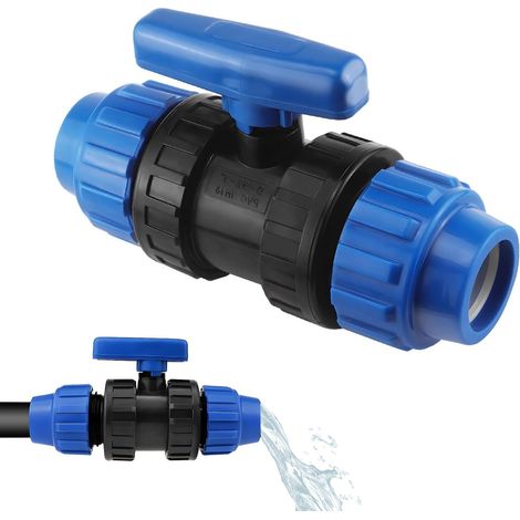 Raccord de Serrage en PP 32 mm, Robinet à Boisseau Sphérique en PP pour Tuyaux en Polyéthylène (1/4)