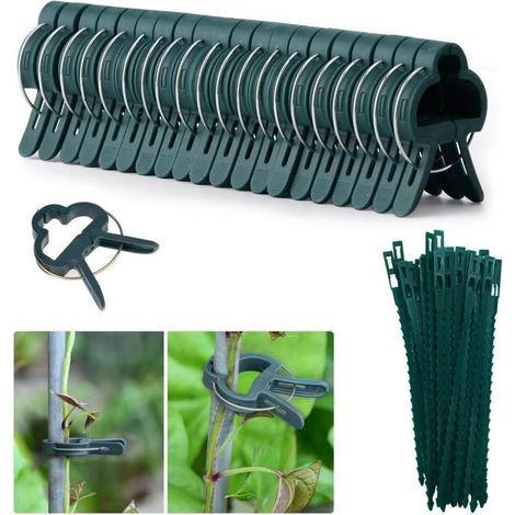60PCS Jardin Plantes Support Clips, Tuteur Plantes Attache et Soutien Réglable,Plantes Lien en Plastique, pour Vigne, Grimpante Plantes Légumes, tomates (30large Clips 30Ties) (60 Pcs) (1/5)