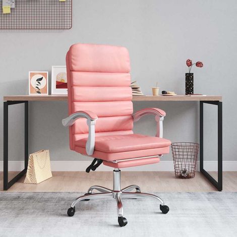 vidaXL Silla de oficina reclinable masaje cuero sintético rosa (1/5)