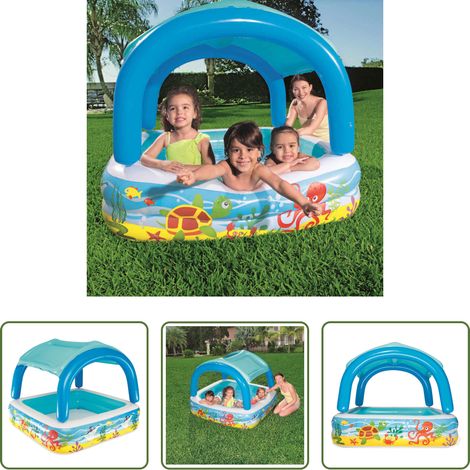 Planschbecken - Bestway Spielbecken mit Vordach Blau 140 x 140 x 114 cm 52192 (1/5)