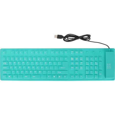 Clavier Silicone Pliable 108 Touches USB Étanche Anti-Déversement Silencieux Portable Vert