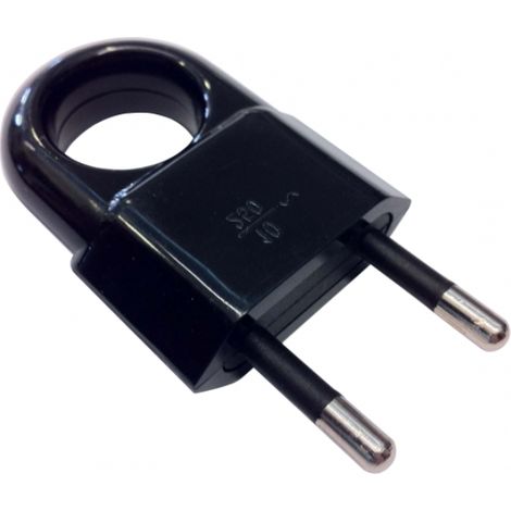 Flachstecker mit Halterung b/u Euro 10A/250V schwarz D.3104C