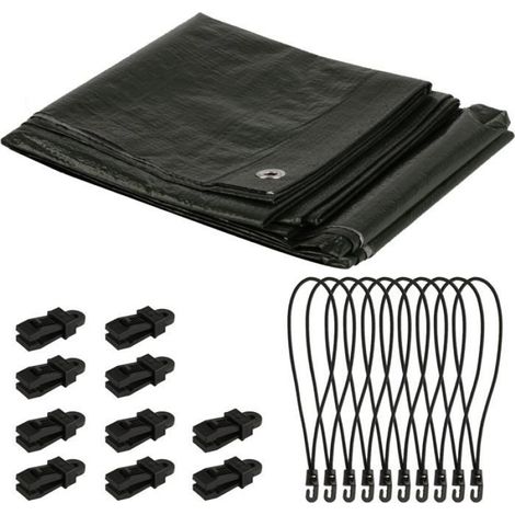 Bâche Imperméable Avec Œillets, Bâche En Tissu 2 X 2 M, 200 G/M², Pe Indéchirable, Avec Œillets, Résistant Aux Intempéries, Bâche (1/5)
