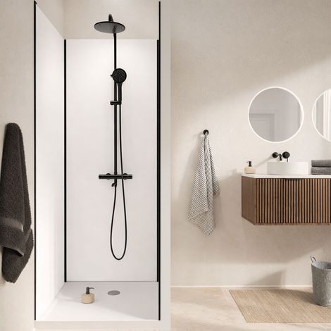 Set di 3 pannelli murali in alluminio bianco 80x210 e profili neri WALL'IT