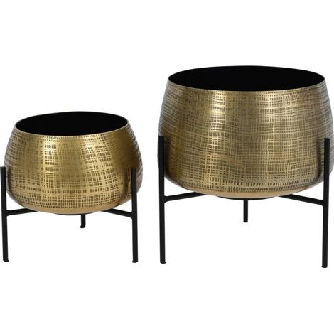 Clyde Tabletop Brass Planters (Set of 2) - Iron - L28 x W28 x H28 cm
