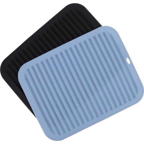 2pièces Tapis Silicone Résistant Chaleur pour Plan de Travail Support de Chauffe et Tapis Égouttage (1/5)