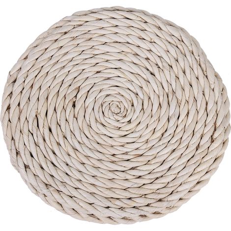 Coussin de sol rond en paille tissée naturelle, assise tatami tressée à la main, coussin de plancher décoratif. (1/5)
