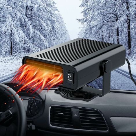 2-in-1-Autoheizung, 12 V, 150 W, tragbarer Auto-Schnellentfroster, Entfroster, 360 Grad drehbar, Auto-Windschutzscheiben-Entfroster mit Zigarettenanzünder-Anschlüssen (schwarz)
