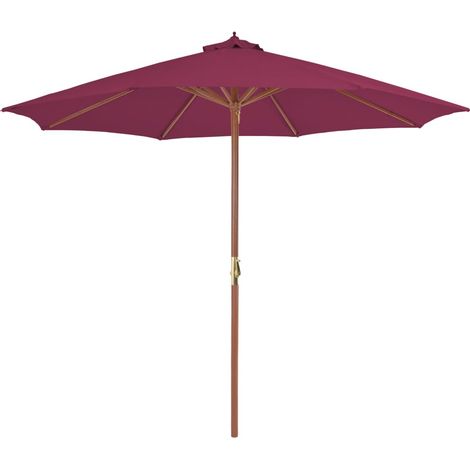 Sombrilla de jardín con palo de madera rojo burdeos 300 cm vidaXL