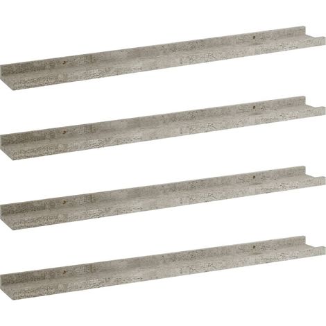 Mensole da Parete 4 pz Grigio Cemento 80x9x3 cm vidaXL