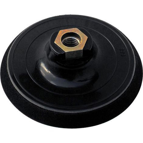 Plato de velcro Ø115mm para amoladora con rosca M14 color negro y rojo (1/4)