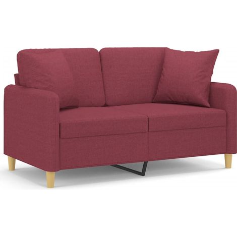 Canapé 2 places,Sofa pour Salon,Banquette avec oreillers bordeaux 120 cm tissu CFW976961 (1/5)